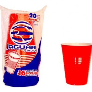 Vaso Rojo Plástico Jaguar 16 20Pz